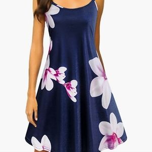🛍 Navy Floral Classic Beach Swing Sundress 🍭